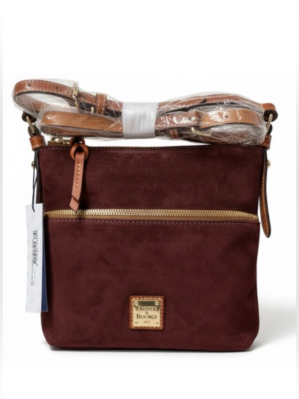 NWT Dooney & Bourke Suede Letter Carrier Crossbody Bag